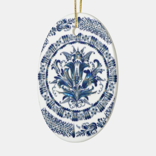 Kobalt Blue-kerstversieringen Keramisch Ornament (Links)