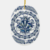 Kobalt Blue-kerstversieringen Keramisch Ornament (Voorkant)