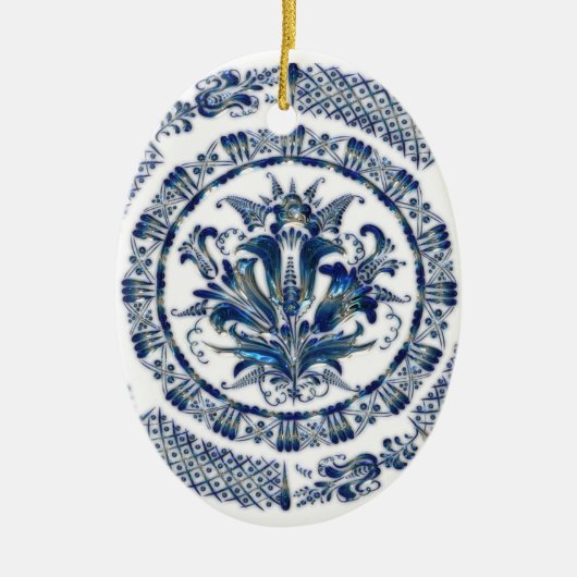 Kobalt Blue-kerstversieringen Keramisch Ornament (Voorkant)