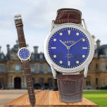 Kobalt Blue Lapis Inbelverbinding Aangepaste naam Horloge<br><div class="desc">De steen op deze horlogewijzerplaat is digitaal weergegeven en geen echte gemstone. Voeg jouw naam aan dit horloge toe,  klik "deze sjabloon aanpassen". Hulp nodig? Bericht leonbience@rogers.com</div>