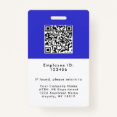 Kobalt Blue Medewerker Foto Bedrijf ID Badge (Achterkant)