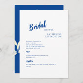 Kobalt Blue Mediterranean Bridal Shower Kaart (Voorkant / Achterkant)