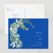 Kobalt Blue Mediterranean Tropical Save the Date Aankondigingskaart (Voorkant / Achterkant)