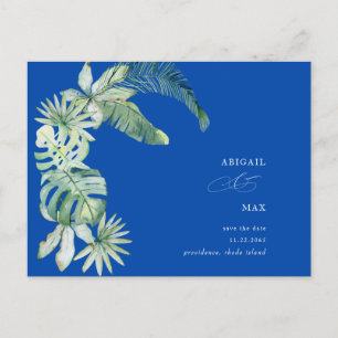 Kobalt Blue Mediterranean Tropical Save the Date Aankondigingskaart