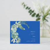 Kobalt Blue Mediterranean Tropical Save the Date Aankondigingskaart (Staand voorkant)