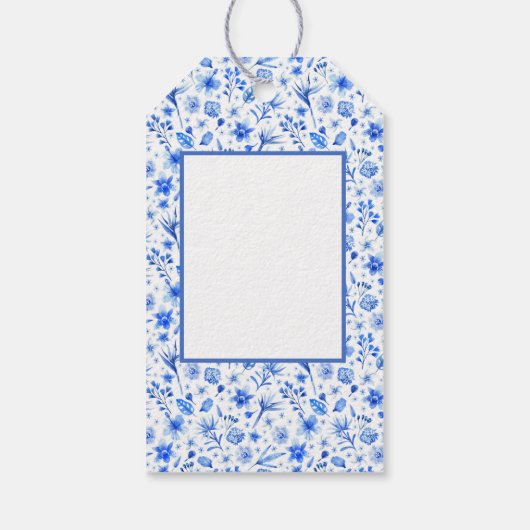 Kobalt Blue Orchid Tropic Flowers Matching Cadeaulabel (Achterkant)