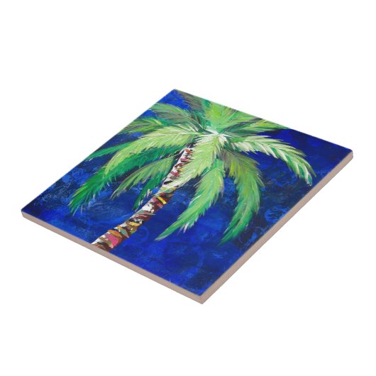 Kobalt Blue Palm II Tile Tegeltje (Zijkant)