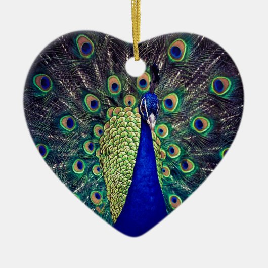 Kobalt Blue Peacock Keramisch Ornament (Voorkant)