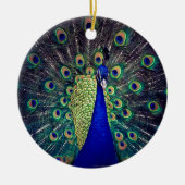 Kobalt Blue Peacock Keramisch Ornament (Voorkant)