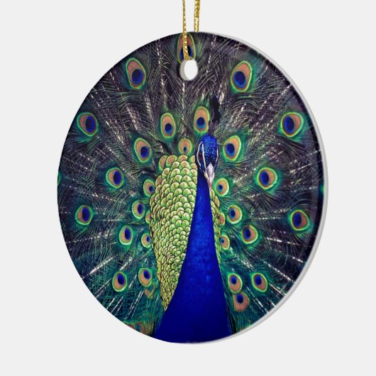 Kobalt Blue Peacock Keramisch Ornament (Links)