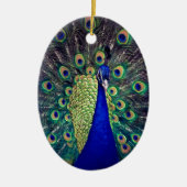 Kobalt Blue Peacock Keramisch Ornament (Voorkant)