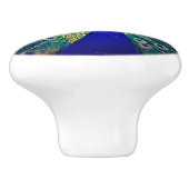Kobalt Blue Peacock Keramische Knop (Zijkant)