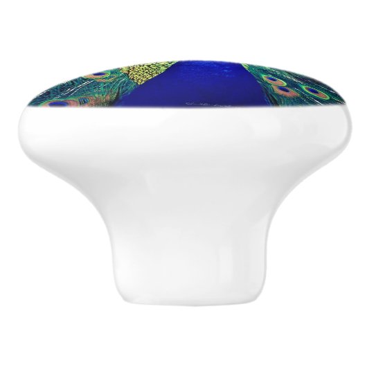 Kobalt Blue Peacock Keramische Knop (Zijkant)