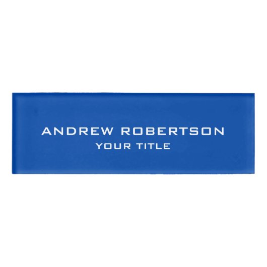 Kobalt Blue Plain Elegant minimalist Simple Naambadge (Voorkant)