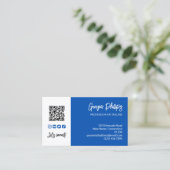 Kobalt Blue QR Code Foto Sociale media pictogramme Visitekaartje (Staand voorkant)