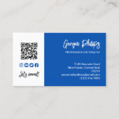 Kobalt Blue QR Code Foto Sociale media pictogramme Visitekaartje (Voorkant)