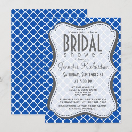 Kobalt Blue Quatrefoil Kaart (Voorkant / Achterkant)