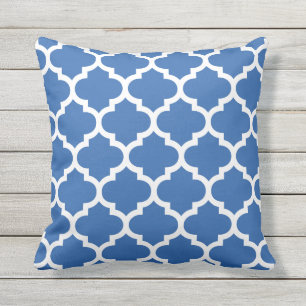Kobalt Blue Quatrefoil Pattern Kussens buitenshuis
