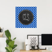 Kobalt Blue Quatrefoil; Retro Chalkboard Poster (Thuiskantoor)
