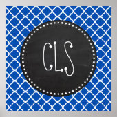 Kobalt Blue Quatrefoil; Retro Chalkboard Poster (Voorkant)