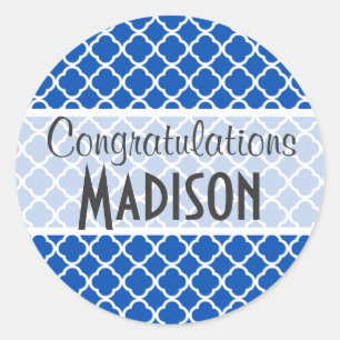 Kobalt Blue Quatrefoil Ronde Sticker