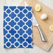 Kobalt Blue Quatrefoil Trellis Pattern Kitchen Tow Theedoek (Quarter Fold)