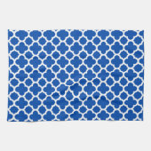 Kobalt Blue Quatrefoil Trellis Pattern Kitchen Tow Theedoek (Horizontaal)