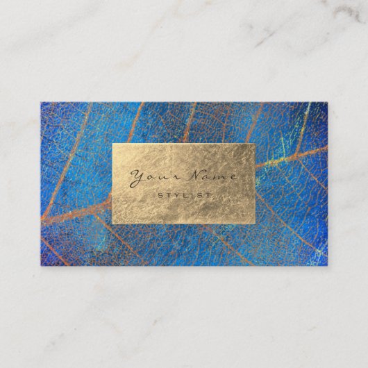 Kobalt Blue Sapphire Sepia Botanische Folie Visitekaartje (Voorkant)