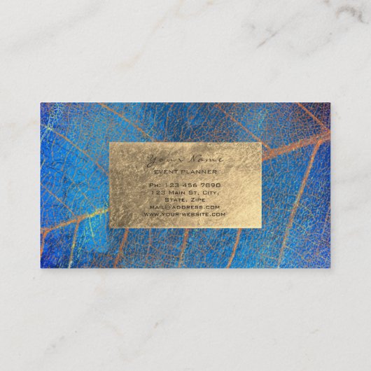 Kobalt Blue Sapphire Sepia Botanische Folie Visitekaartje (Achterkant)