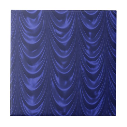 Kobalt Blue Satin Fabric met gescand textiel Tegeltje (Voorkant)