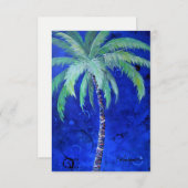 Kobalt Blue Scottsdale Palm Flat Card/Uitnodiging Kaart (Voorkant / Achterkant)