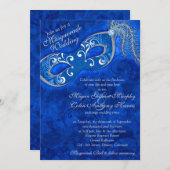  kobalt Blue Silver Masquerade Ball Wedding Kaart (Voorkant / Achterkant)