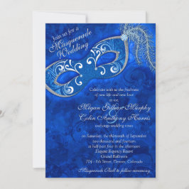 kobalt Blue Silver Masquerade Ball Wedding Kaart