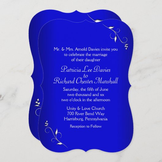 Kobalt Blue Simply Elegant Kaart (Voorkant / Achterkant)