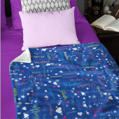 Kobalt Blue Sky vol namen, harten en sterren Fleece Deken