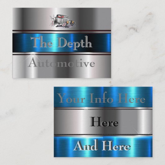 Kobalt Blue & Steel Silver met Antiek auto Visitekaartje (Voorkant / Achterkant)