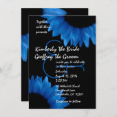Kobalt Blue Sunflower Moderne Wedding Sjabloon Kaart (Voorkant / Achterkant)