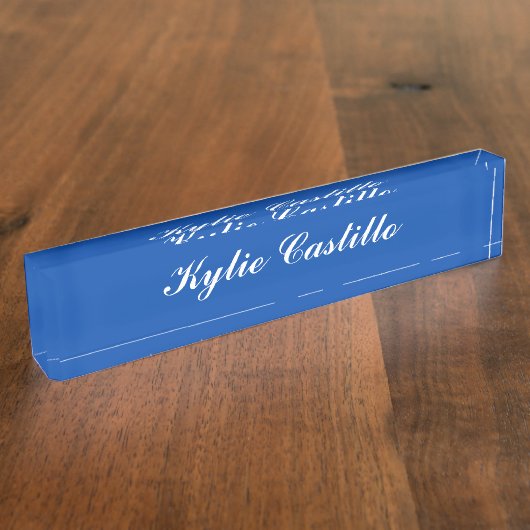 Kobalt Blue Unieke Professionele Kalligrafie Naam Naambordje (Zijkant)