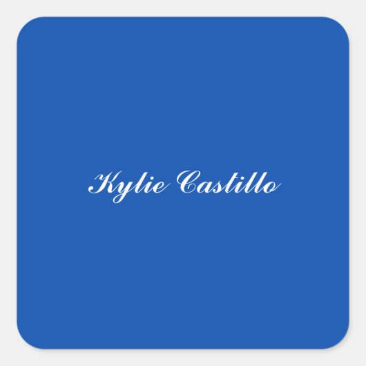 Kobalt Blue Unieke Professionele Kalligrafie Naam Vierkante Sticker (Voorkant)