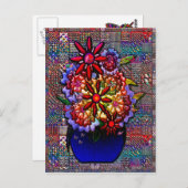 Kobalt Blue Vase met bloemen Briefkaart (Voorkant / Achterkant)