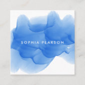 Kobalt Blue Waterverf Blot Vierkante Visitekaartje (Voorkant)