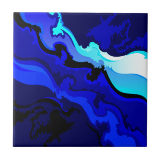 Kobalt Blue Wave Swirl-ontwerp Tegeltje