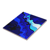 Kobalt Blue Wave Swirl-ontwerp Tegeltje (Zijkant)