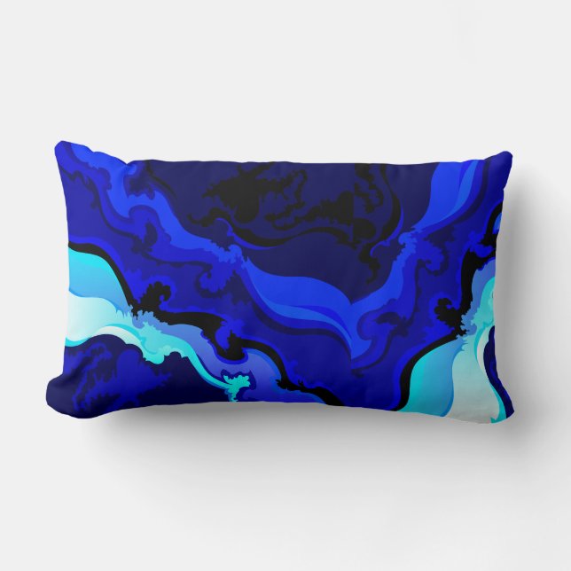 Kobalt Blue Wave Swirl Pillow-ontwerp Kussen (Voorkant)