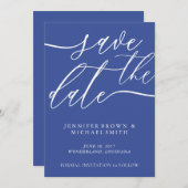 Kobalt Blue Wedding Save Date Custom Photo Save The Date (Voorkant / Achterkant)