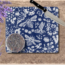 Kobalt Blue White Bee Honeycomb Rustic Chinoiserie