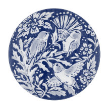 Kobalt Blue White Bird Thistle Rustic Chinoiserie