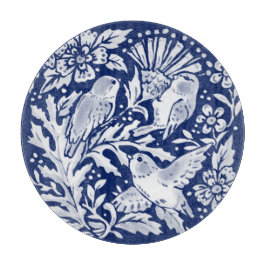 Kobalt Blue White Bird Thistle Rustic Chinoiserie Snijplank