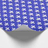 Kobalt Blue White Fleur de Lis Pattern Cadeaupapier (Hoek)