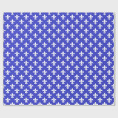 Kobalt Blue White Fleur de Lis Pattern Cadeaupapier (Vlak)